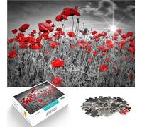 Jigsaw Puzzle for teenagers 1000 Pieces Idyllic Field of Poppies Schwierig Schwer Lernspiel für Geburtstag, Weihnachten38x26cm