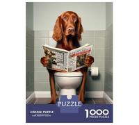 Jigsaw Puzzle for Teenagers 1000 Pieces Irish Setter on The Toilet Puzzle for Adults Hands-on Game Staycation Kill Time Parent-child Interaction 70x50cm/1000pcs