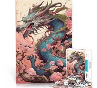 Jigsaw Puzzle for teenagers 1000 Pieces Japanese dragon cherry Für Familienspaß Einzigartige Wohndekoration und Geschenke38x26cm