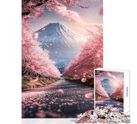 Jigsaw Puzzle for Teenagers 1000 Pieces Japanese Road And Sakura Brain Teaser Game Improve Memory Toy Wall Decor with Matching Poster And Trivia Sheet (38x26cm)