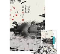 Jigsaw Puzzle for Teenagers 1000 Pieces Japanese Temples Ink Learning Educational Toys Hands-on Game Family Activities Birthday Gifts (Size 38x26cm)