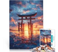 Jigsaw Puzzle for teenagers 1000 Pieces Japanese Torii Gate Sunset Hands-on-Spiel Tolles Geschenk für Spiele38x26cm