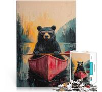Jigsaw Puzzle for teenagers 1000 Pieces Just a Chill Bear in a Canoe Hand speed competition 38x52cm Great Gift for Games for Age 14 Years Up