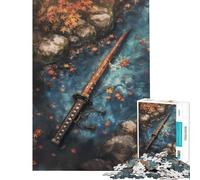 Jigsaw Puzzle for Teenagers 1000 Pieces Katana in Autumn Stream Toys Educational Games Impossible Game Precision Cutting Secret Santa Gifts (Size 38x26cm)