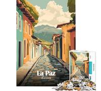 Jigsaw Puzzle for Teenagers 1000 Pieces La Paz, Bolivia Street View Illustration Practical Game Challenging Game Toys Gifts Ideas Precision Cutting (Size 50x75cm)
