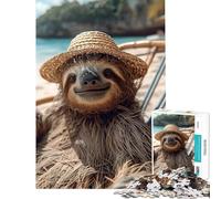 Jigsaw Puzzle for Teenagers 1000 Pieces Lazy at The Beach Practical Game Challenging Game Toys Gifts Ideas Precision Cutting (Size 38x26cm)