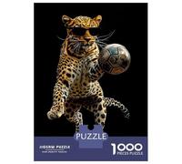 Jigsaw Puzzle for Teenagers 1000 Pieces Leopard with Soccer Ball Jigsaws for Adults Hands-on Game Wall Art Unique Gifts for Birthday And Christmas 38x26cm/1000pcs