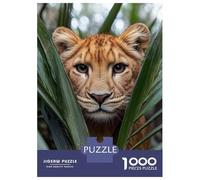 Jigsaw Puzzle for Teenagers 1000 Pieces Lion Cub Portrait in The Jungle Puzzle for Adults Hands-on Game Staycation Kill Time Parent-child Interaction 52x38cm/1000pcs