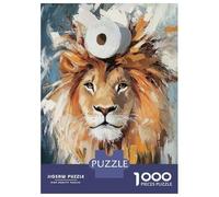 Jigsaw Puzzle for Teenagers 1000 Pieces Lion with Toilet Paper Crown Puzzle for Adults Hands-on Game Staycation Kill Time Parent-child Interaction 38x26cm/1000pcs