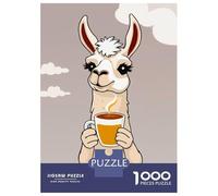 Jigsaw Puzzle for Teenagers 1000 Pieces Llama with Coffee Jigsaw for Adults Hands-on Game Analysis And Logic Parent-child Interaction 38x26cm/1000pcs