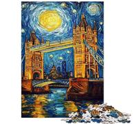 Jigsaw Puzzle for Teenagers 1000 Pieces London Bridge Under Starry Skies Hands-on Game for The Whole Family Educational Toy Parent-child Interaction Size 38x26cm