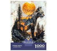 Jigsaw Puzzle for Teenagers 1000 Pieces Lynx Mountain Sunset Jigsaw for Adults Hands-on Game Analysis And Logic Parent-child Interaction 52x38cm/1000pcs
