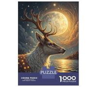 Jigsaw Puzzle for Teenagers 1000 Pieces Magical Deer Under The Moon Puzzle for Adults Relax Games For Family Fun for Is Ideal As A Gift 38x26cm/1000pcs