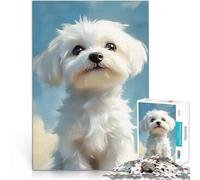 Jigsaw Puzzle for teenagers 1000 Pieces Maltese Dog Portrait Entspannungsspiele Geburtstagsgeschenk, Geschenke75x50cm