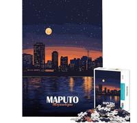 Jigsaw Puzzle for Teenagers 1000 Pieces Maputo, Mozambique Cityscape at Night Learning Educational Toys Hands-on Game Family Activities Birthday Gifts (Size 38x26cm)