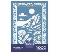 Jigsaw Puzzle for Teenagers 1000 Pieces Monochromatic Landscape with Floral Border Jigsaws for Adults Hands-on Game Enhance Memory Parent-child Interaction 70x50cm/1000pcs
