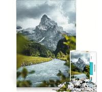 Jigsaw Puzzle for Teenagers 1000 Pieces Mountain behind A River Toy Wall Decor Difficult And Challenge Challenging Game Gifts 38x26cm