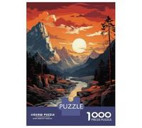 Jigsaw Puzzle for Teenagers 1000 Pieces Mountain Sunset Landscape Poster Jigsaw Puzzle Relax Games Difficult Hard Difficult And Challenge 70x50cm/1000pcs