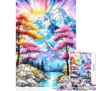 Jigsaw Puzzle for Teenagers 1000 Pieces Mountains River And Trees Educational Games Analysis And Logic DIY Toys Parent-child Interaction (38X52CM)