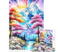 Jigsaw Puzzle for Teenagers 1000 Pieces Mountains River And Trees Relax Games Wall Decoration Home Decoration Toys Parent-child Interaction (75X50CM)