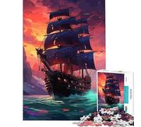 Jigsaw Puzzle for Teenagers 1000 Pieces Mysterious Pirate Ship Practical Game Toys Educational Games Gifts Ideas Tough Challenge (Size 38x26cm)