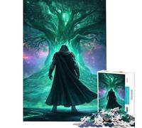 Jigsaw Puzzle for Teenagers 1000 Pieces Mysterious Warrior Before Glowing Tree Adult Puzzles Family Games Difficult Challenge Birthday And Unique Gifts (Size 38x52cm)