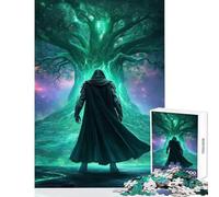 Jigsaw Puzzle for Teenagers 1000 Pieces Mysterious Warrior Before Glowing Tree Relax Games Wall Decoration Home Decoration Toys Parent-child Interaction (75X50CM)