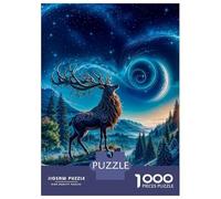 Jigsaw Puzzle for Teenagers 1000 Pieces Mystical Deer Under Starry Sky Jigsaws for Adults Toy Wall Decor Staycation Kill Time Parent-child Interaction 38x26cm/1000pcs