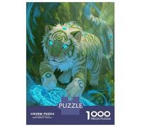 Jigsaw Puzzle for Teenagers 1000 Pieces Mystical White Tiger with Magic Circle Jigsaws for Adults Hands-on Game Wall Art Unique Gifts for Birthday And Christmas 52x38cm/1000pcs