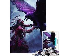 Jigsaw Puzzle for Teenagers 1000 Pieces Native American And Raven Educational Challenge Improve Memory Fun Games for 14+ Puzzle Game Offered (50x75cm)