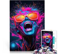Jigsaw Puzzle for teenagers 1000 Pieces Neon Paint Splash Portrait Denkspiel Wanddekoration Einzigartige Geburtstags- und Weihnachtsgeschenke50x70cm