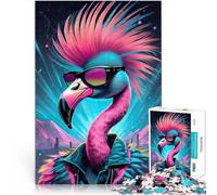 Jigsaw Puzzle for teenagers 1000 Pieces Neon Punkrock Flamingo Analyse und Logik einzigartiges Herausforderungsspiel75x50cm