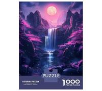 Jigsaw Puzzle for Teenagers 1000 Pieces Night Waterfall Fantasy Cherry Blossom Moon Jigsaws for Adults Toy Wall Decor Staycation Kill Time Parent-child Interaction 52x38cm/1000pcs