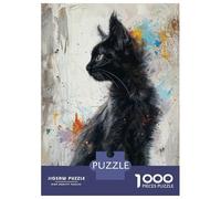 Jigsaw Puzzle for Teenagers 1000 Pieces Noir Feline Elegance Jigsaws for Adults Hands-on Game Enhance Memory Parent-child Interaction 52x38cm/1000pcs