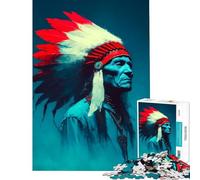 Jigsaw Puzzle for Teenagers 1000 Pieces Old Native American Chief Portrait Toys Educational Games Impossible Game Precision Cutting Secret Santa Gifts (Size 75x50cm)