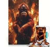 Jigsaw Puzzle for Teenagers 1000 Pieces Orangutan in Burning Forest Hands-on Game Improve Memory Gifts for Friends And Family 38x26cm