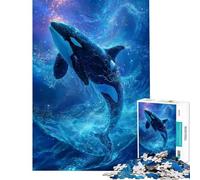 Jigsaw Puzzle for Teenagers 1000 Pieces Orca Leaping Through Stars Jigsaw Puzzle Relaxing Games Staycation Kill Time for Is Ideal As A Gifts (Size 50x75cm)