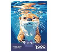 Jigsaw Puzzle for Teenagers 1000 Pieces Otter Swimming Underwater Illustration Puzzle for Adults Hands-on Game Staycation Kill Time Parent-child Interaction 52x38cm/1000pcs