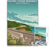 Jigsaw Puzzle for Teenagers 1000 Pieces Pacific Coast Highway Art Impossible Game Family Activities Secret Santa Gifts Size 38x26cm