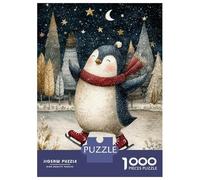 Jigsaw Puzzle for Teenagers 1000 Pieces Penguin Ice Skating Winter Scene Puzzles for Adults Anti-Stress Toys Difficult Hard Birthday And Unique Gifts 70x50cm/1000pcs