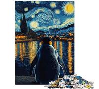 Jigsaw Puzzle for Teenagers 1000 Pieces Penguin Starry Night View Hands-on Game for The Whole Family Educational Toy Parent-child Interaction Size 38x52cm