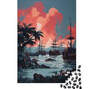 Jigsaw Puzzle for Teenagers 1000 Pieces Pirate Ship Battle Scene Puzzle for Adults DIY Toys Analysis And Logic Difficult And Challenge 38x26cm/1000pcs