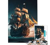 Jigsaw Puzzle for Teenagers 1000 Pieces Pirate Ship Toys Educational Games Impossible Game Precision Cutting Secret Santa Gifts (Size 75x50cm)