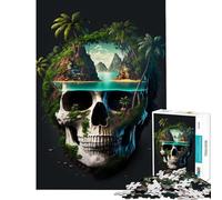 Jigsaw Puzzle for Teenagers 1000 Pieces Pirate Skull Educational Challenge Improve Memory Fun Games for 14+ Puzzle Game Offered (38x26cm)