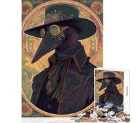 Jigsaw Puzzle for Teenagers 1000 Pieces Plague Doctor Victorian Brain Teaser Game Improve Memory Toy Wall Decor with Matching Poster And Trivia Sheet (38x52cm)