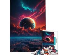 Jigsaw Puzzle for Teenagers 1000 Pieces Planet Rise in Nebula Practical Game Toys Educational Games Gifts Ideas Tough Challenge (Size 75x50cm)