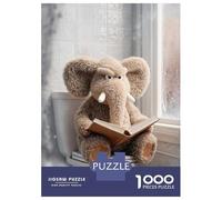 Jigsaw Puzzle for Teenagers 1000 Pieces Plush Elephant Reading on Toilet Jigsaws for Adults Hands-on Game Enhance Memory Parent-child Interaction 70x50cm/1000pcs