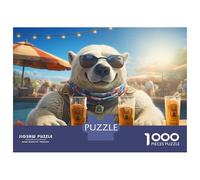 Jigsaw Puzzle for Teenagers 1000 Pieces Polar Bear Drinks at Beach Bar Adult Puzzles Toy Wall Decor But Fun And Humorous for Is Ideal As A Gift 52x38cm/1000pcs