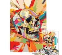 Jigsaw Puzzle for Teenagers 1000 Pieces Pop Art Skull Cubism Style Educational Challenge Improve Memory Fun Games for 14+ Puzzle Game Offered (38x26cm)
