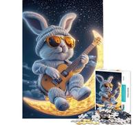 Jigsaw Puzzle for Teenagers 1000 Pieces Rabbit’s Lunar Jam Poster Fun Activities at Home Improve Memory Relaxing Games for Ages 14 And over (50X75cm)